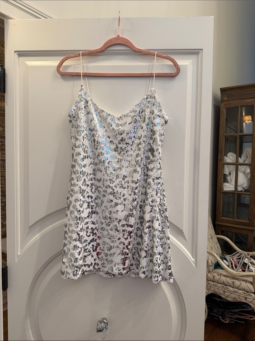 superdown Silver Sequin Slip Dress